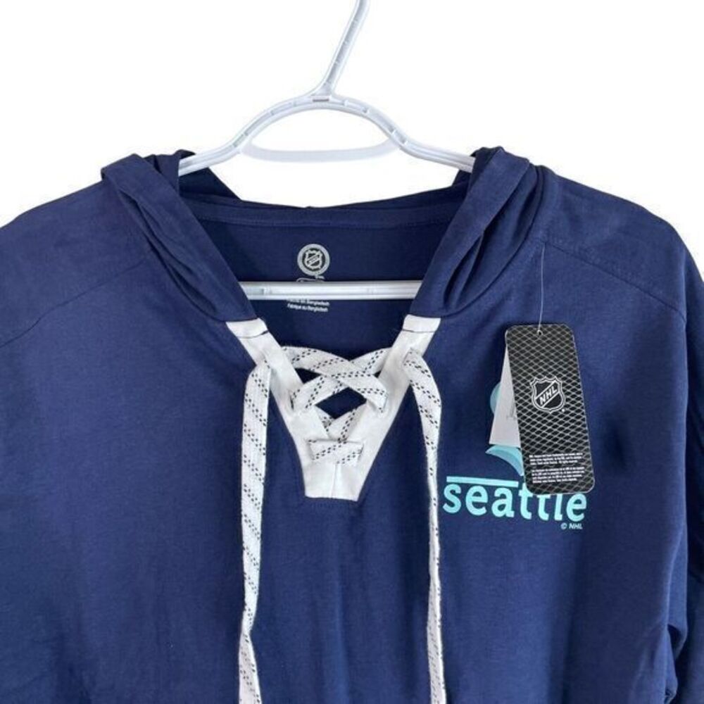 NEW NHL‎ Seattle Kraken Hockey Hoodie Jersey Youth XL (16-18) Navy Blue Cotton